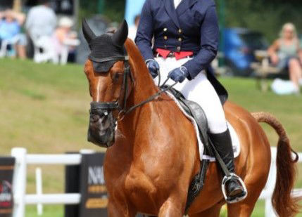 Lucy Richards's Wicklow Into Orbit wearing a nose net 